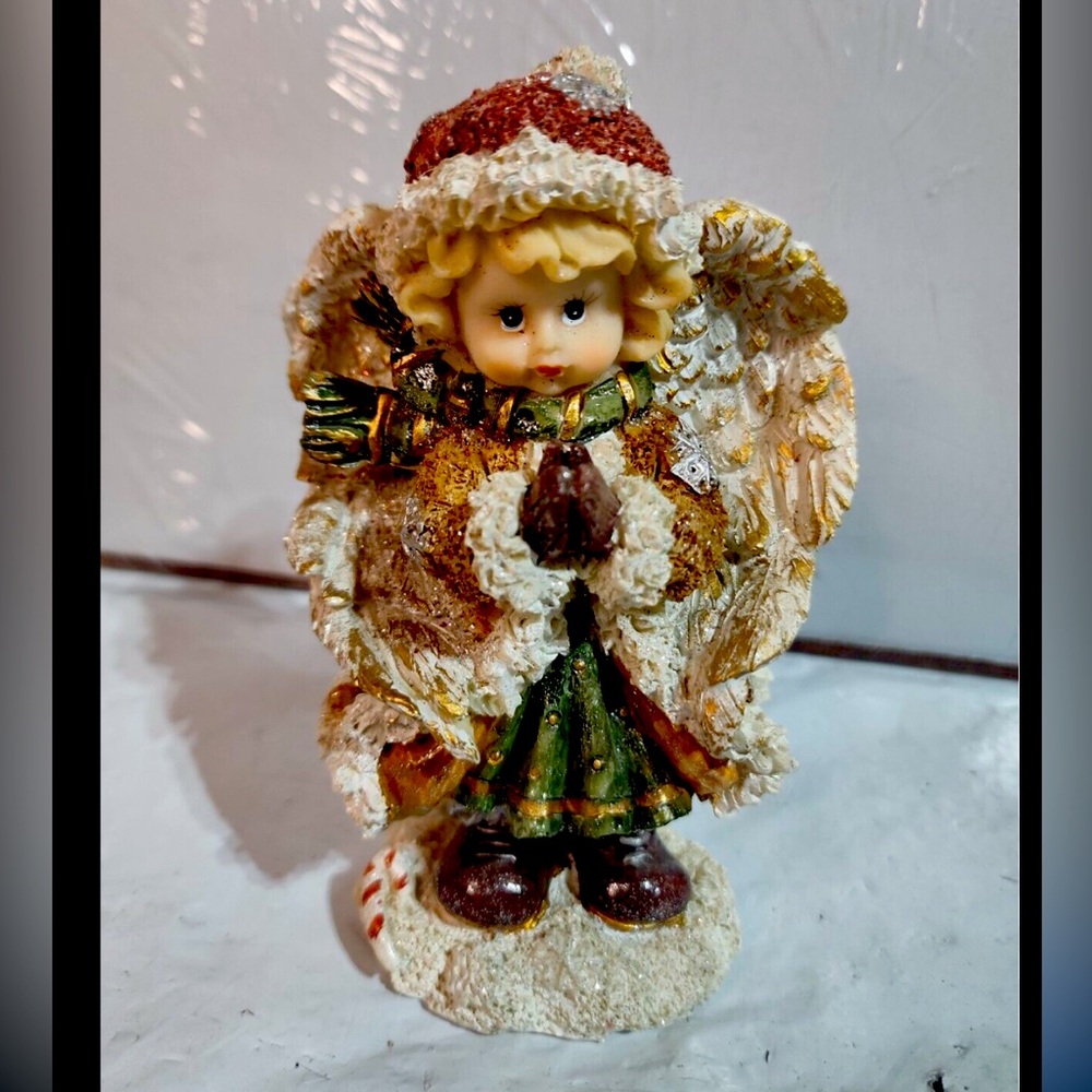 Vintage Designspirations Christmas Down Home Girl Angel 2002 Sparkly Snow!